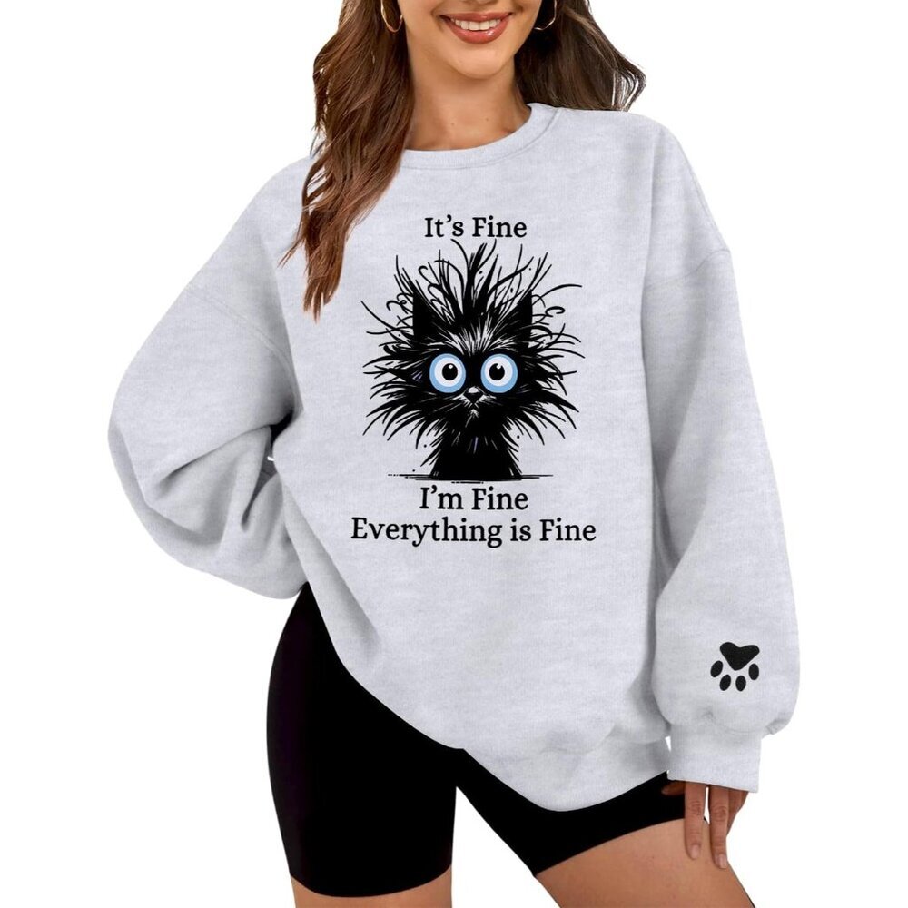 Women's Oversized Fleece Sweater Small Crew Neck Long Sleeve Casual